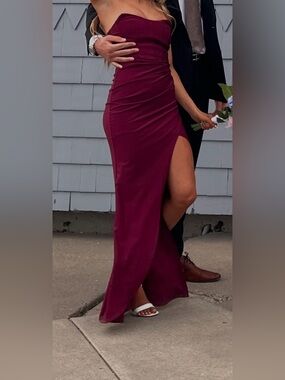 KATIA RAE Wine Corset Strapless Long Formal Prom Homecoming Dress XXS GUC